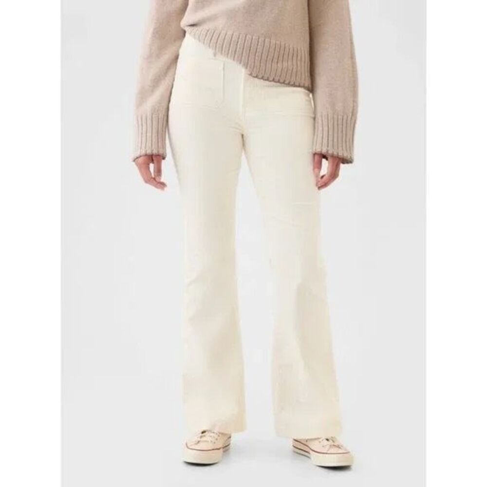 Gap High Rise ivory beige Corduroy '70s Flare jeans size 29/8R